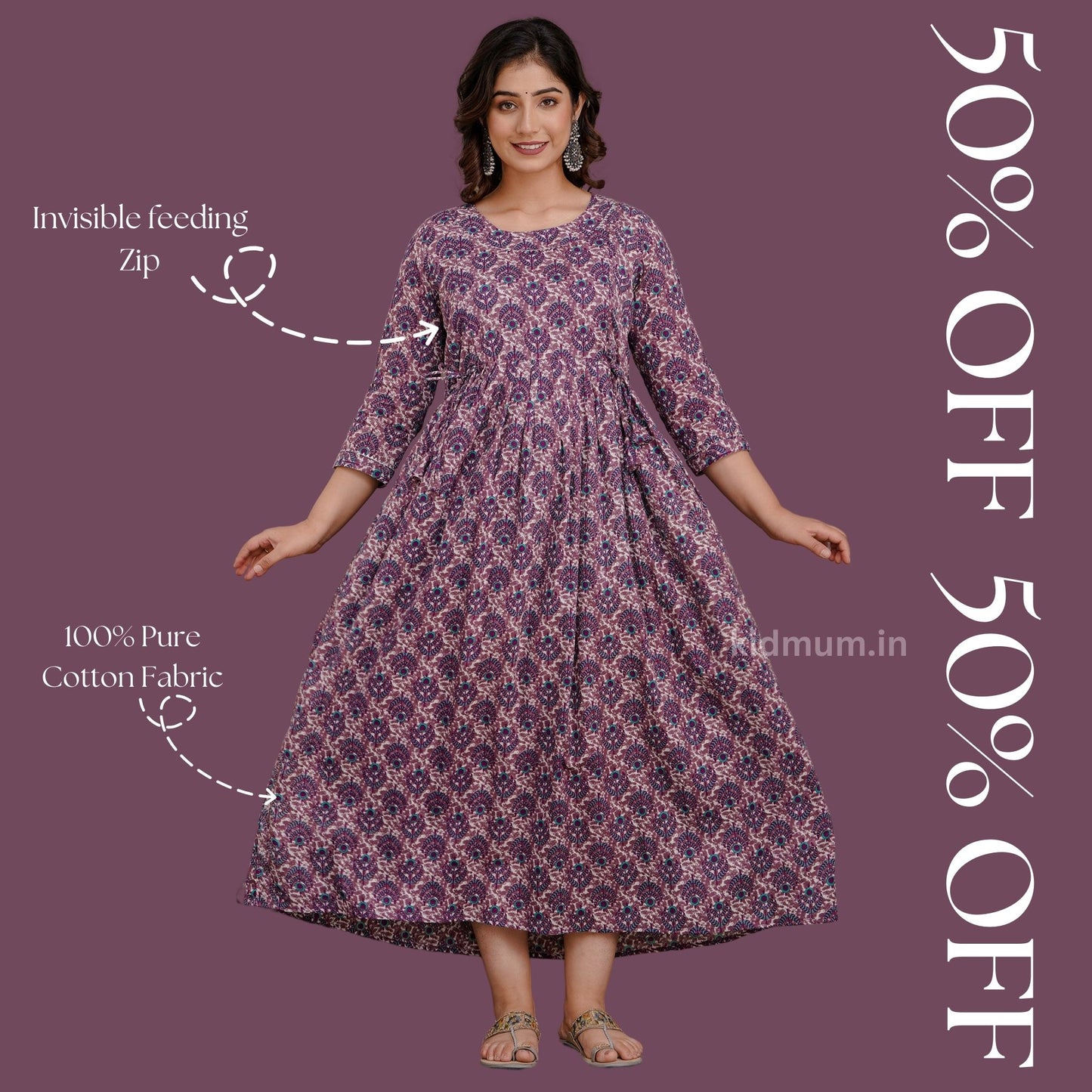 Kidmum Maternity Feeding Kurti Raspberry