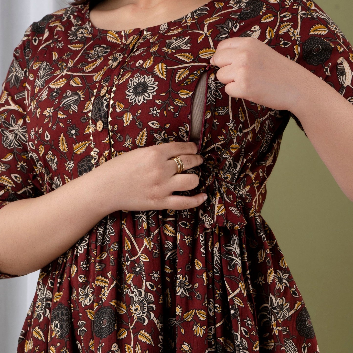 Kidmum™ Feeding Kurti Maroon Flo