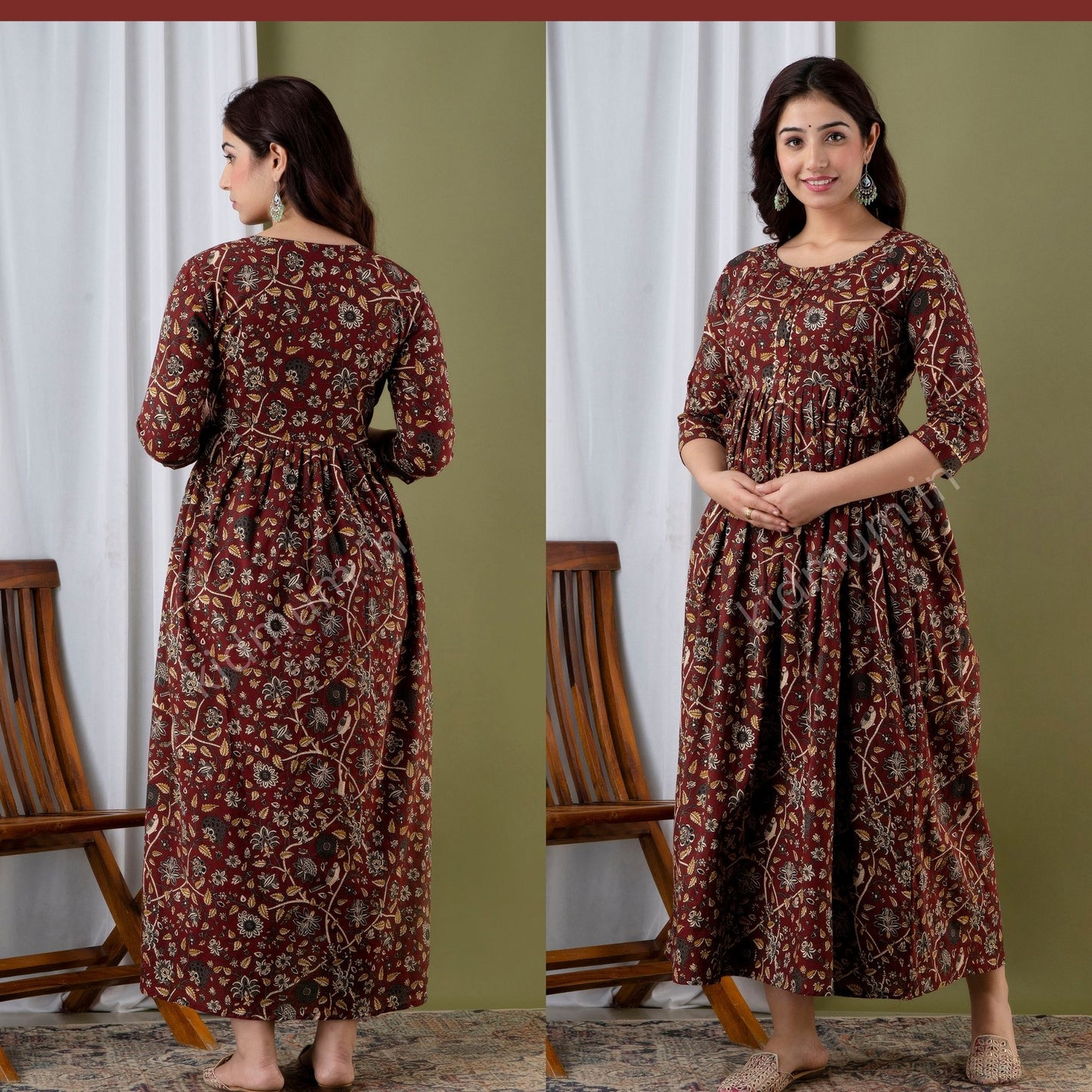 Kidmum™ Feeding Kurti Maroon Flo