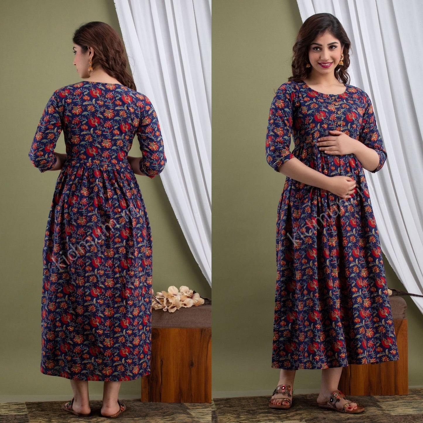 Kidmum™ Feeding Kurti Navy Flo
