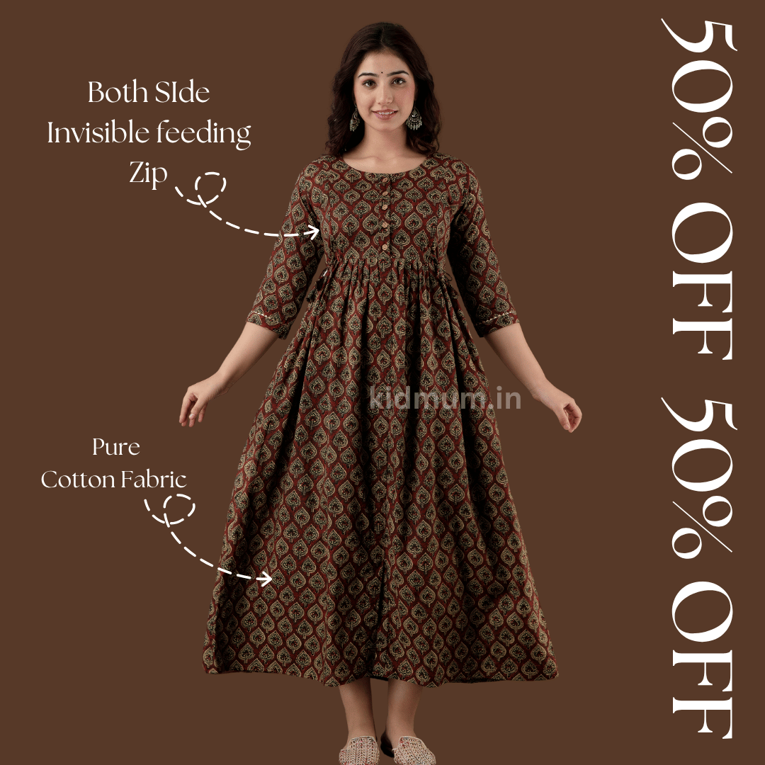 Kidmum Maternity Feeding Kurti Espresso Brown
