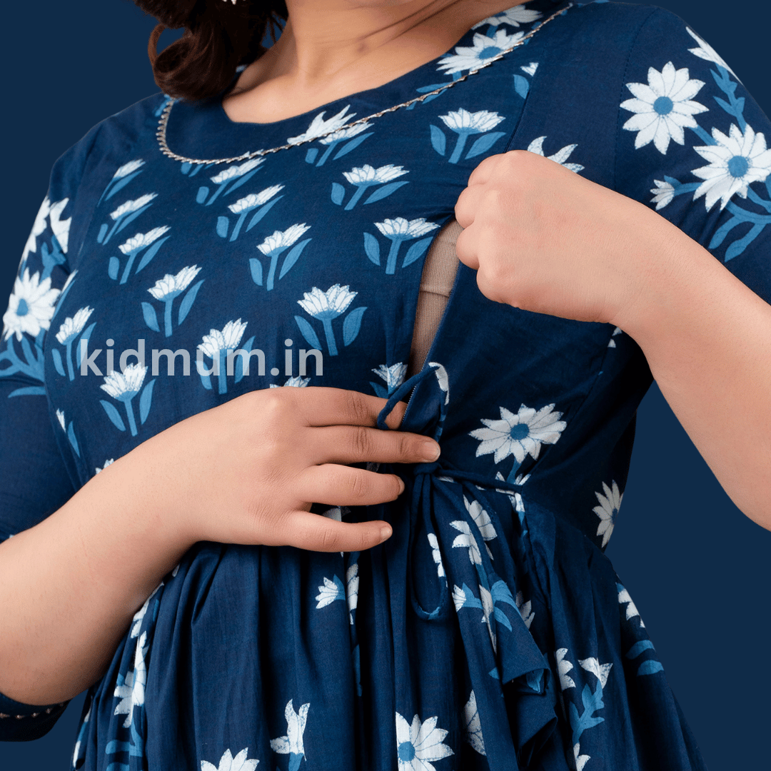 Kidmum Maternity Feeding Kurti Eclipse Blue