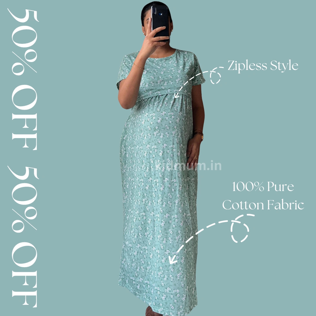 Kidmum Zipless Maternity Feeding Loungewear GreenGlow