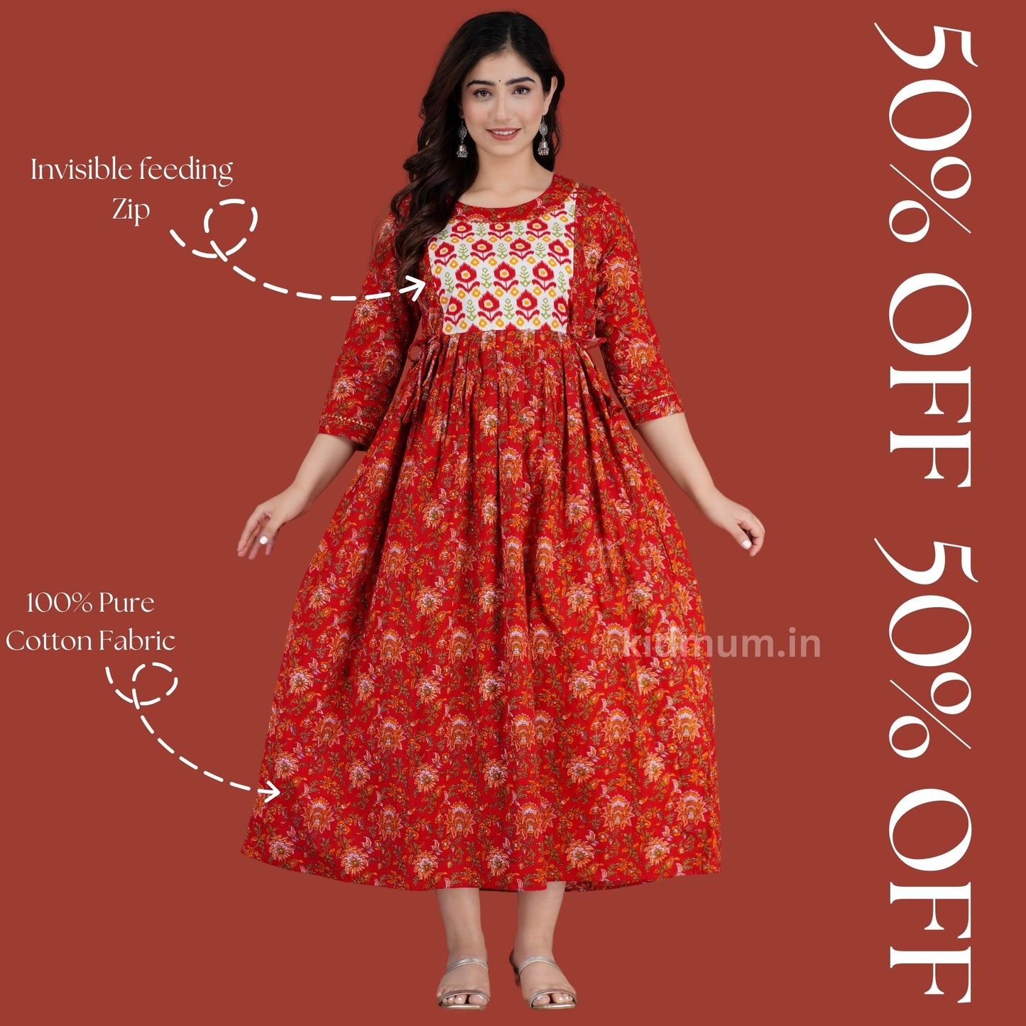 Kidmum Maternity Feeding Kurti Rouge