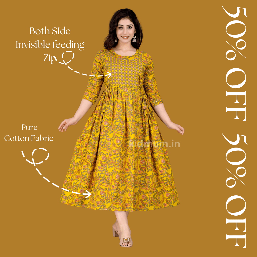 Kidmum Maternity Feeding Kurti Sunray Yellow