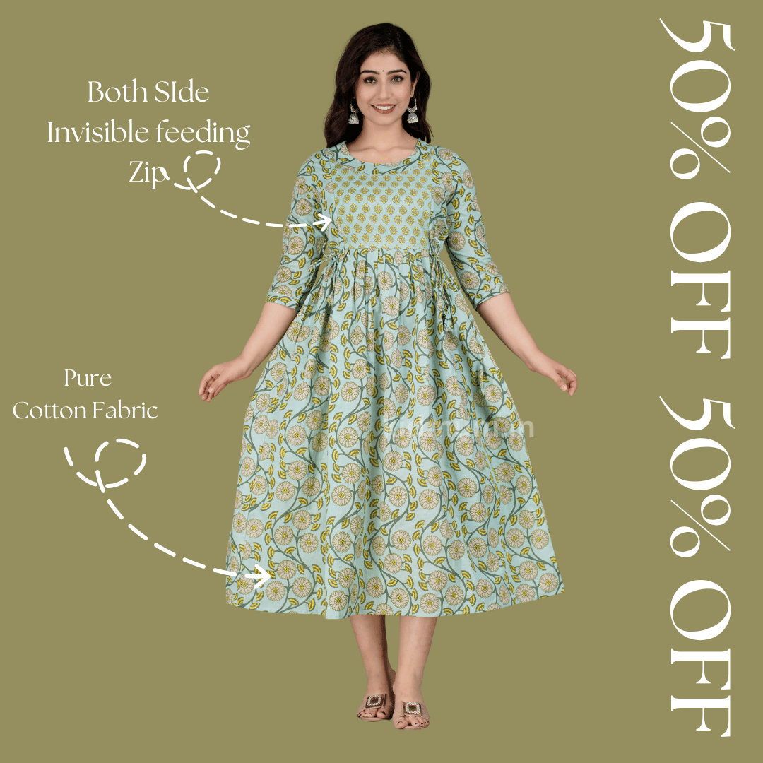 Kidmum Maternity Feeding Kurti Pistachio