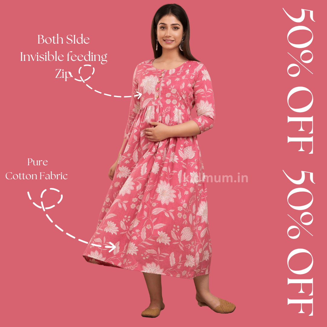 Kidmum Maternity Feeding Kurti Petal Pink