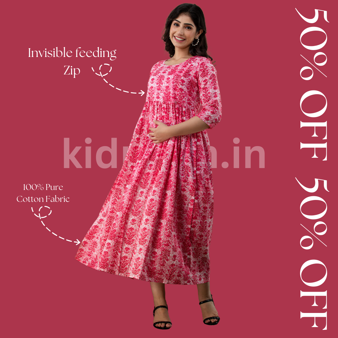 Kidmum Maternity Feeding Kurti Radiant Rose