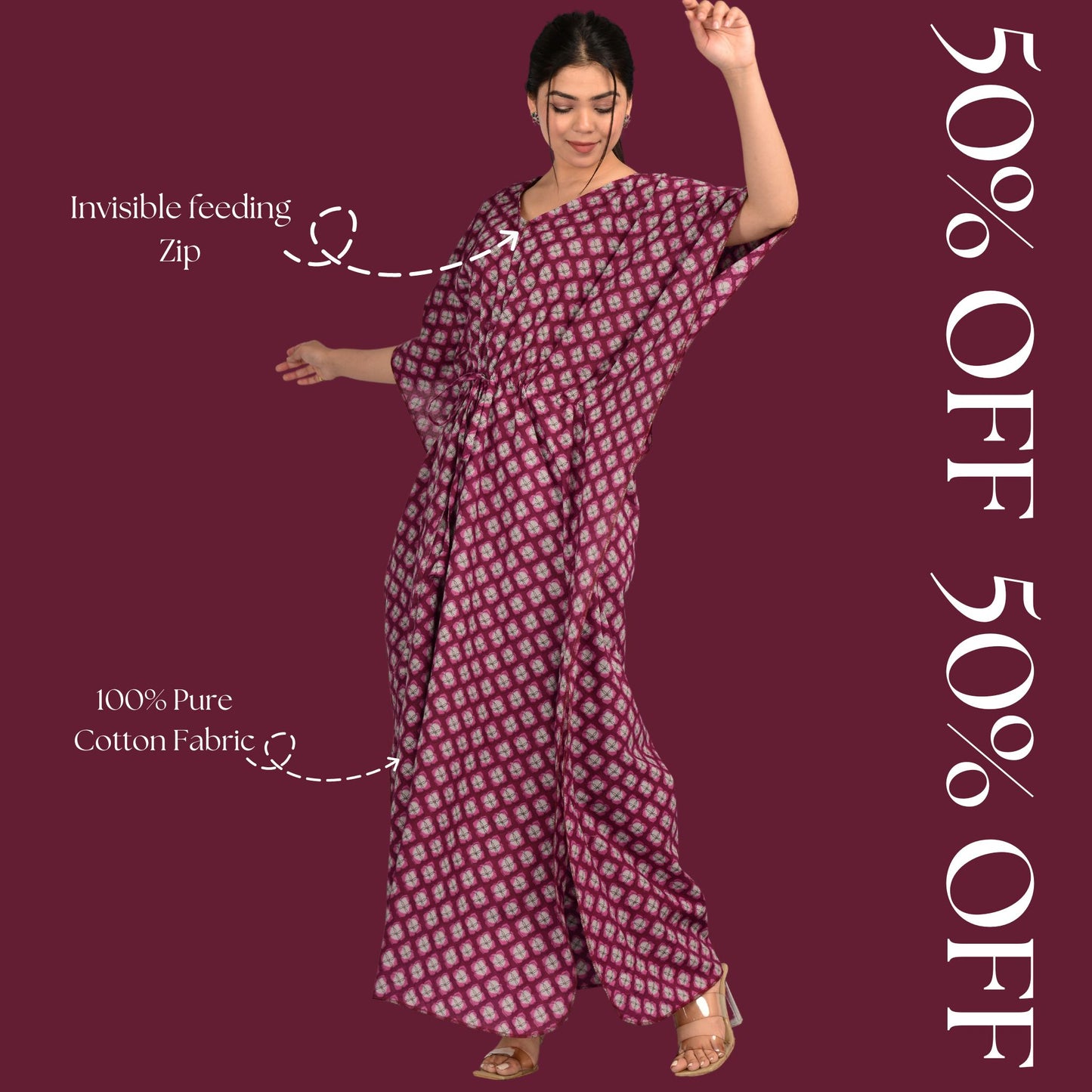 Kidmum™ Maternity Feeding Kaftan Maroon