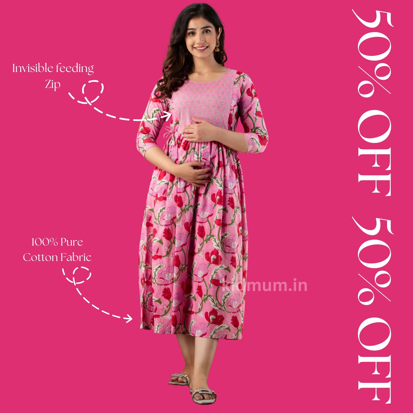 Kidmum Maternity Feeding Kurti Bubblegum