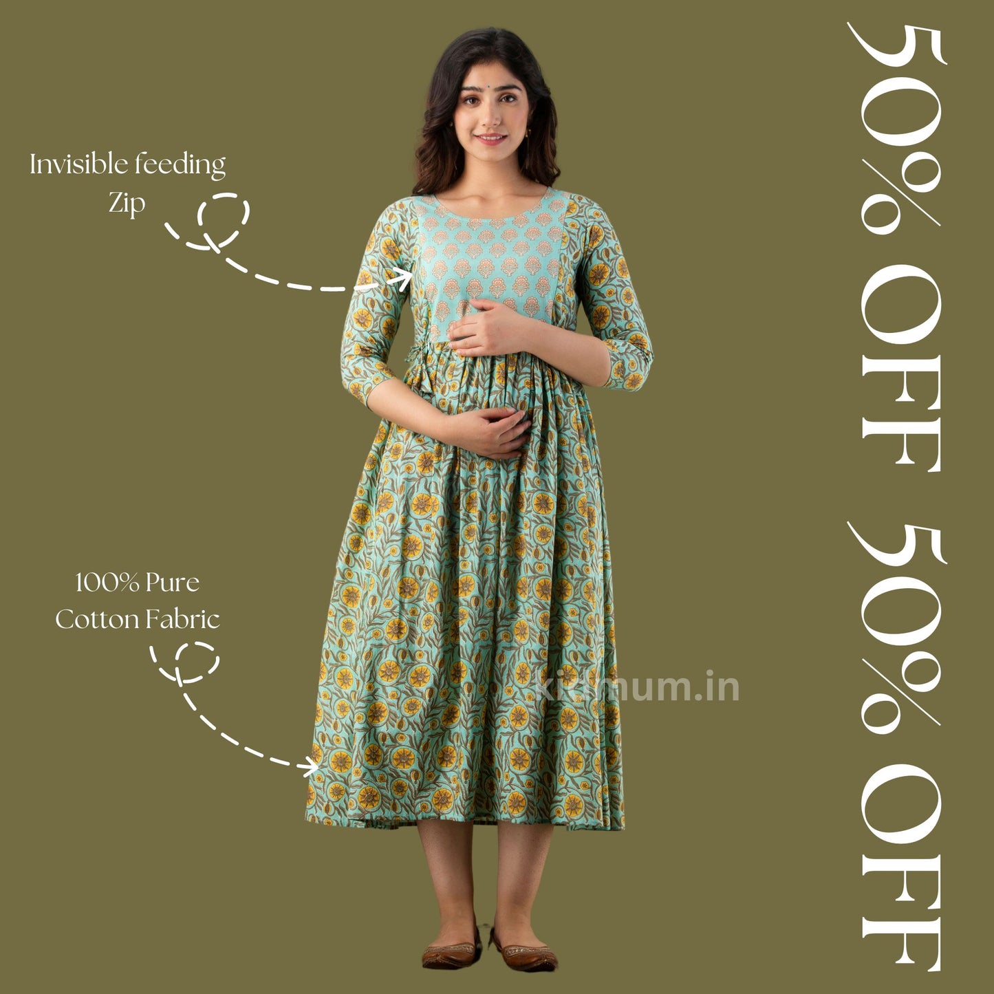 Kidmum Maternity Feeding Kurti Celadon
