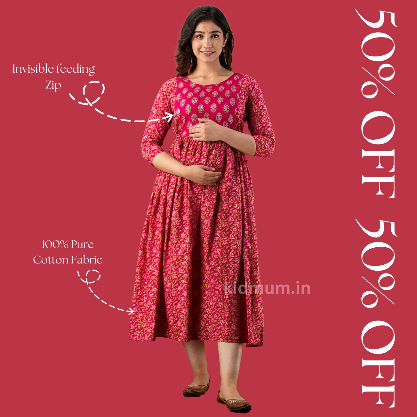 Kidmum Maternity Feeding Kurti Sangria