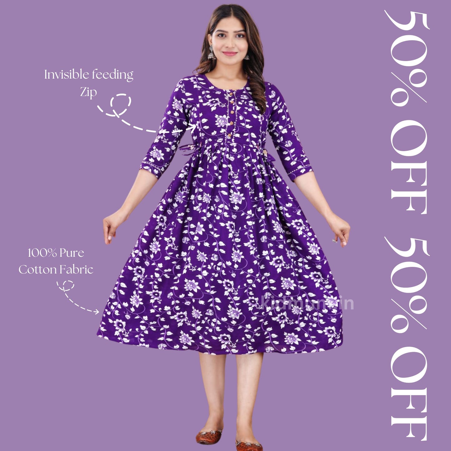 Kidmum Maternity Feeding Kurti Purpi Indigo