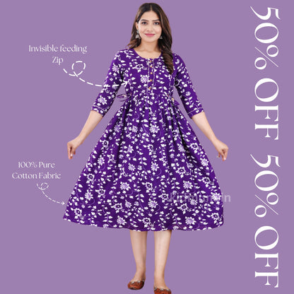 Kidmum Maternity Feeding Kurti Purpi Indigo