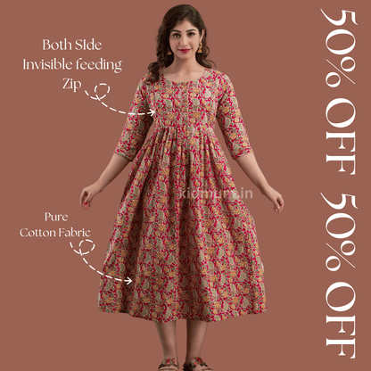 Kidmum Maternity Feeding Kurti Peach