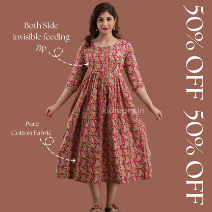 Kidmum Maternity Feeding Kurti Peach
