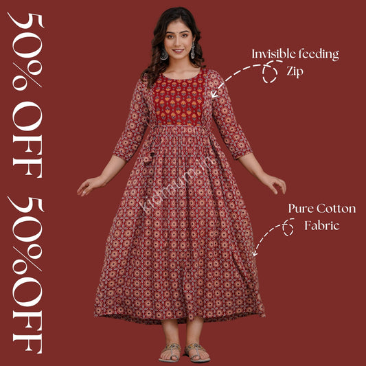 Kidmum™ Feeding Kurti Red Flawa