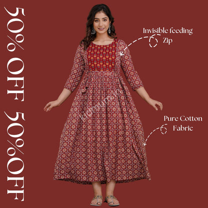 Kidmum™ Feeding Kurti Red Flawa
