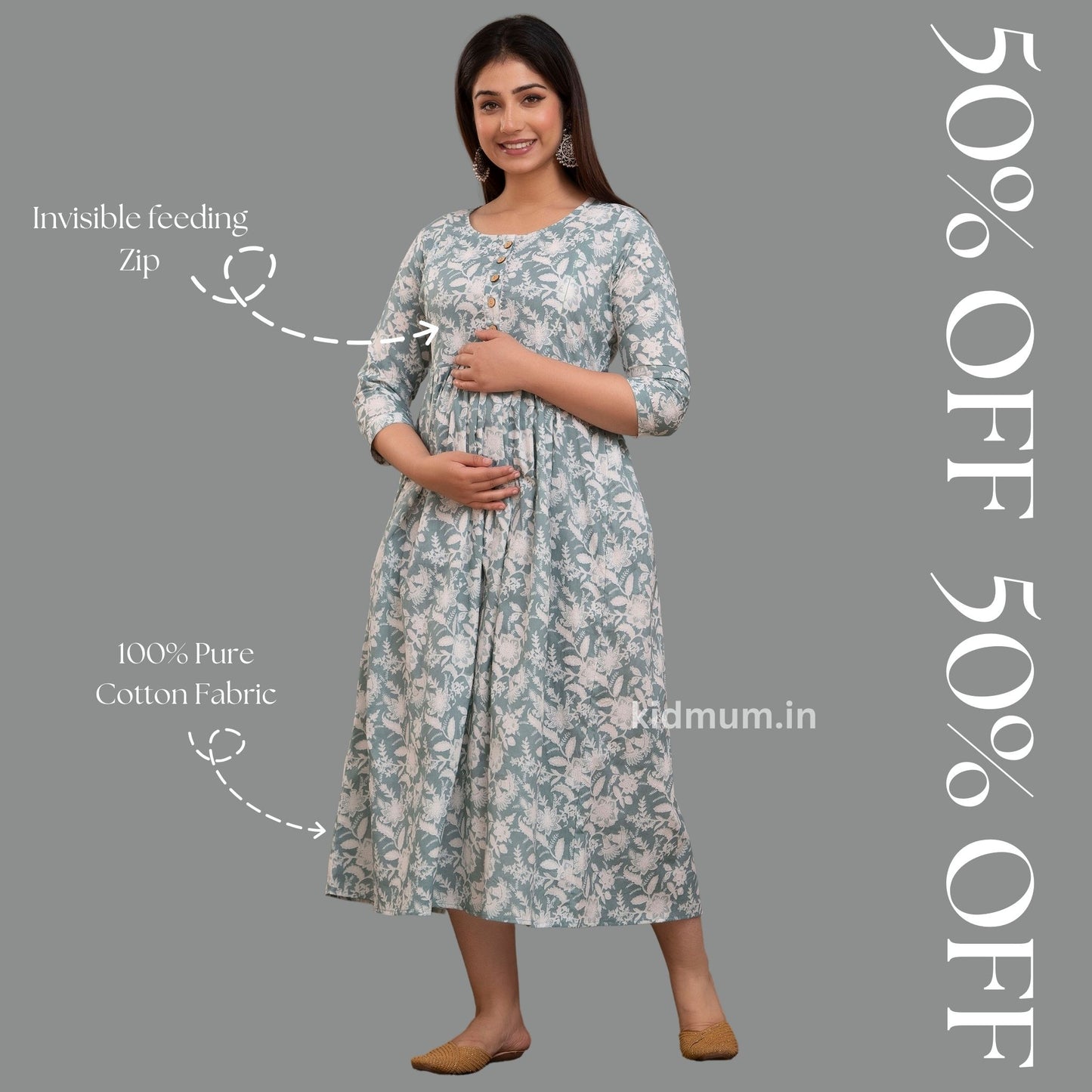 Kidmum Maternity Feeding Kurti Silver