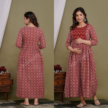 Kidmum™ Feeding Kurti Red Flawa