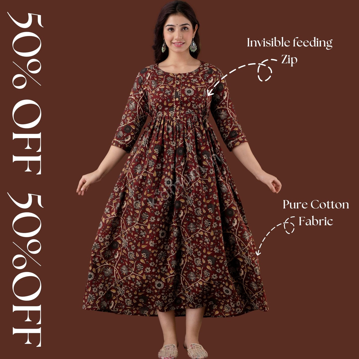 Kidmum™ Feeding Kurti Maroon Flo