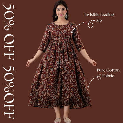 Kidmum™ Feeding Kurti Maroon Flo