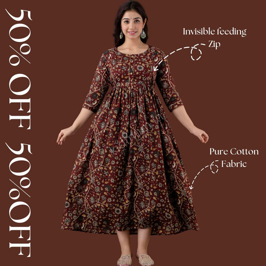 Kidmum™ Feeding Kurti Maroon Flo