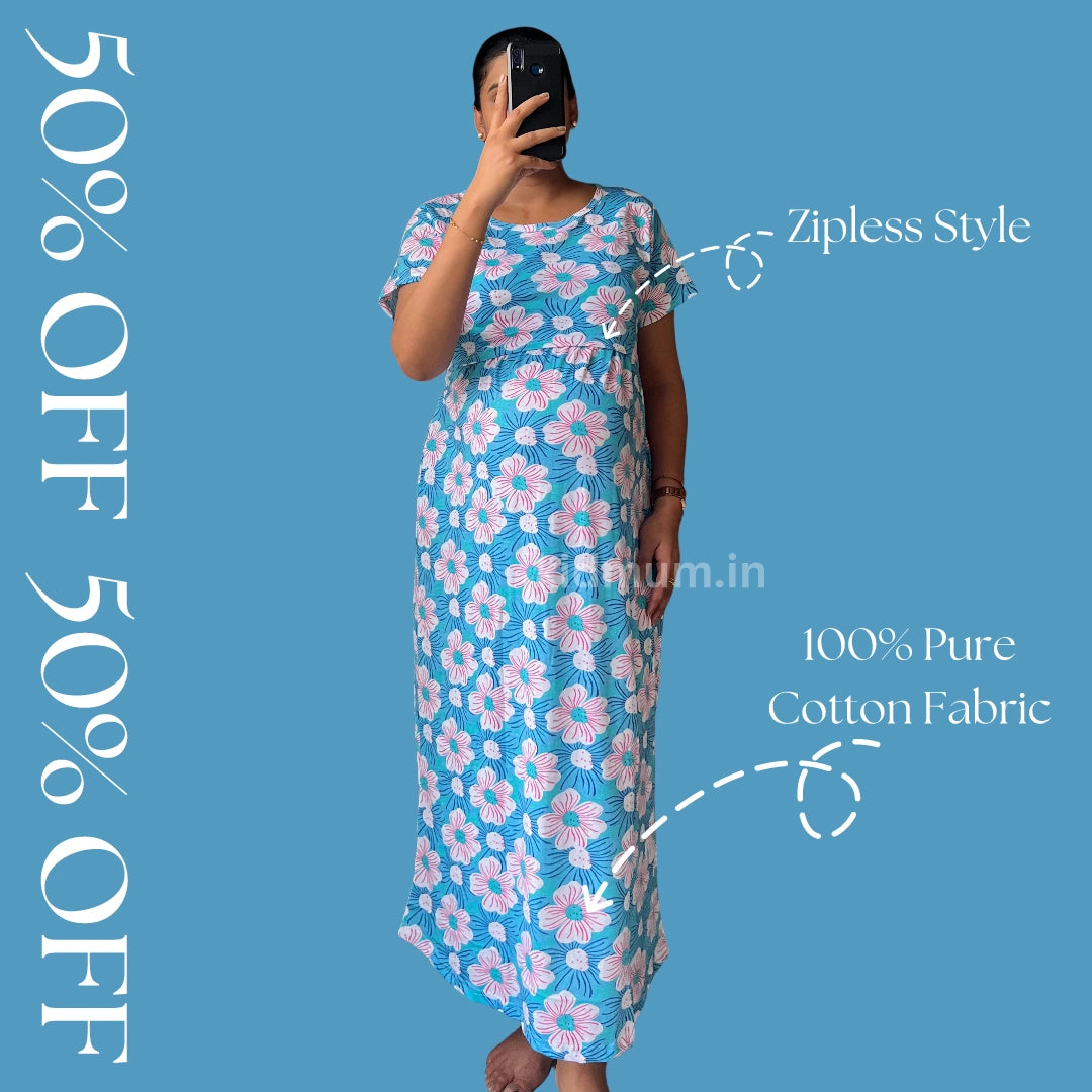 Kidmum Zipless Maternity Feeding Loungewear BlueLoom
