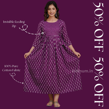 Kidmum Maternity Feeding Kurti Purple