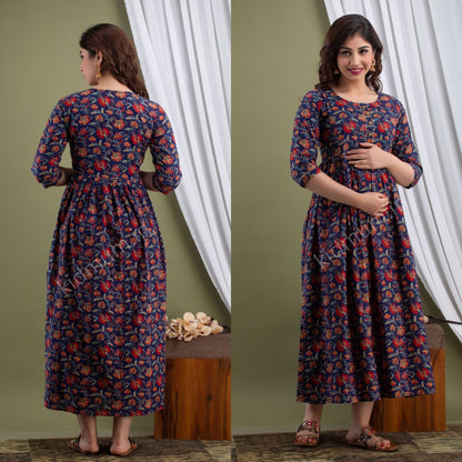 Kidmum™ Feeding Kurti Navy Flo