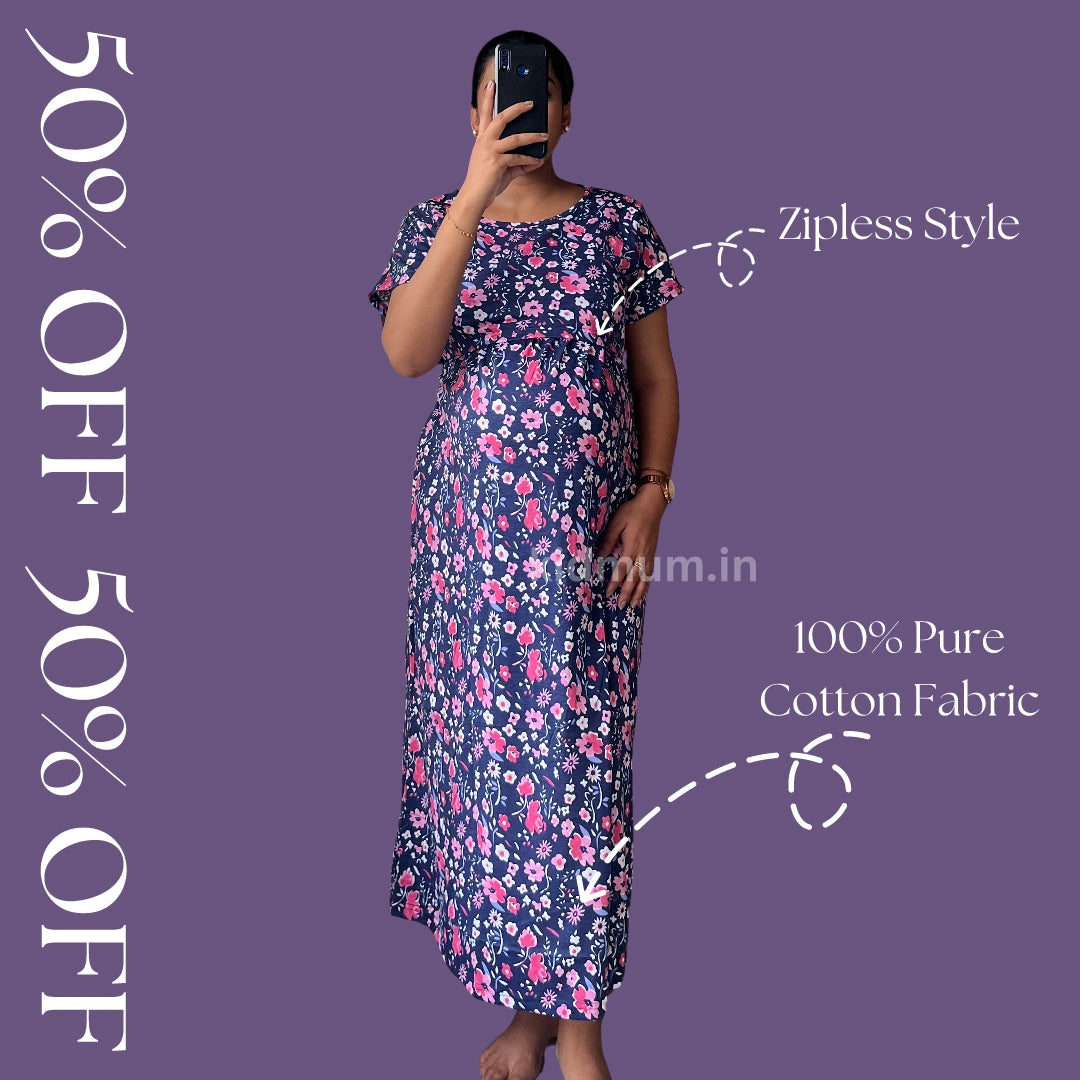 Kidmum Zipless Maternity Feeding Loungewear IndigoHale