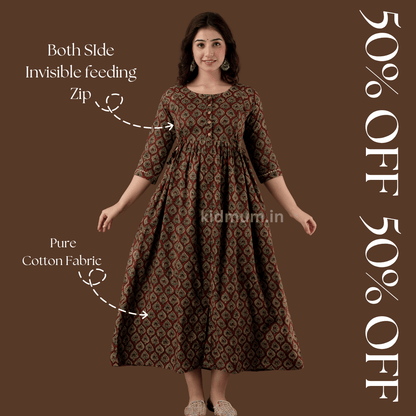 Kidmum Maternity Feeding Kurti Espresso Brown