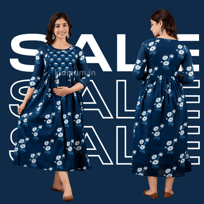 Kidmum Maternity Feeding Kurti Eclipse Blue