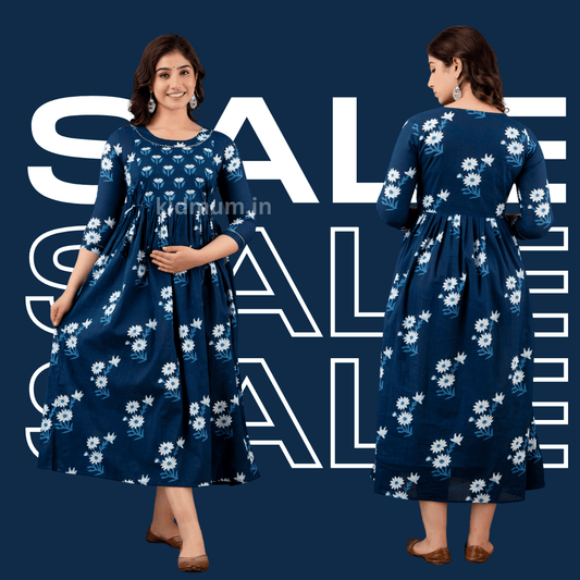 Kidmum Maternity Feeding Kurti Eclipse Blue