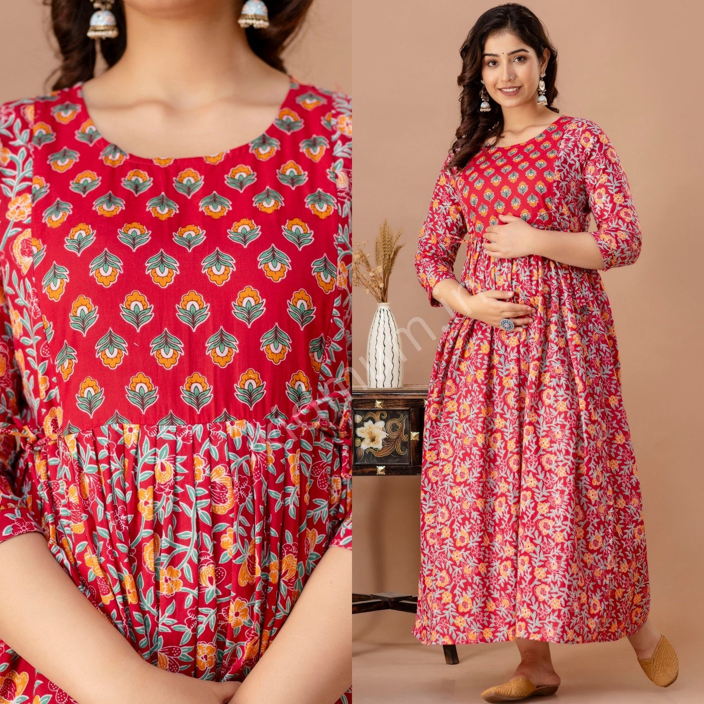 Kidmum™ Feeding Kurti Red Block