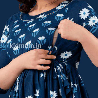 Kidmum Maternity Feeding Kurti Eclipse Blue