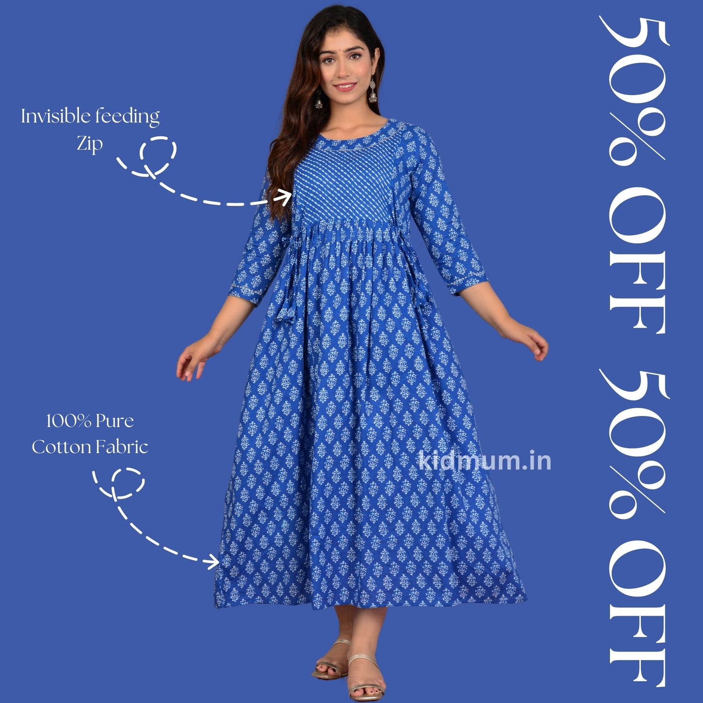 Kidmum Maternity Feeding Kurti Bluebell