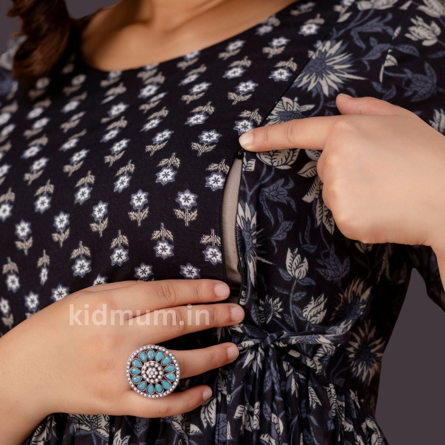 Kidmum Maternity Feeding Kurti Charcoal