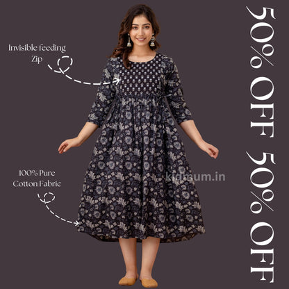 Kidmum Maternity Feeding Kurti Charcoal
