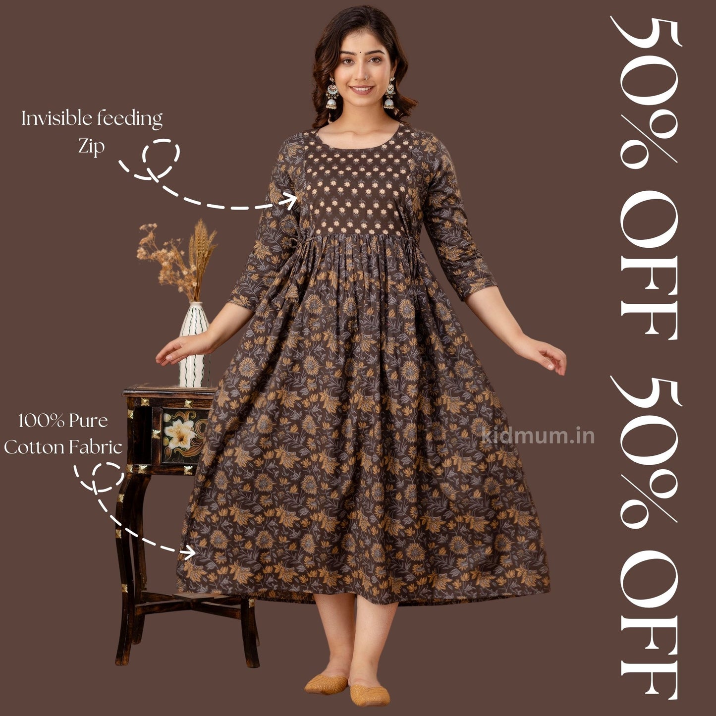 Kidmum Maternity Feeding Kurti Cocoa