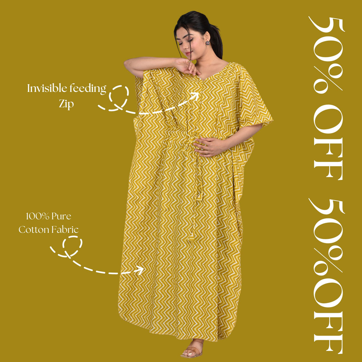 Kidmum™ Maternity Feeding Kaftan Yellow