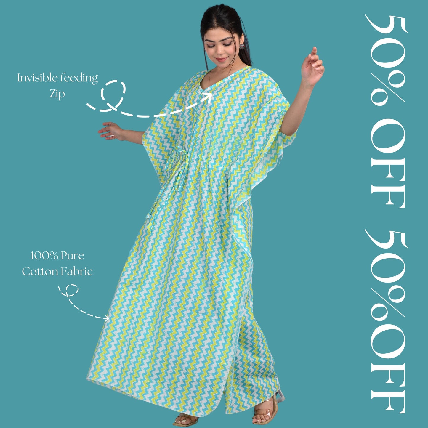 Kidmum™ Maternity Feeding Kaftan Sea