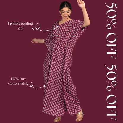 Kidmum™ Maternity Feeding Kaftan Maroon