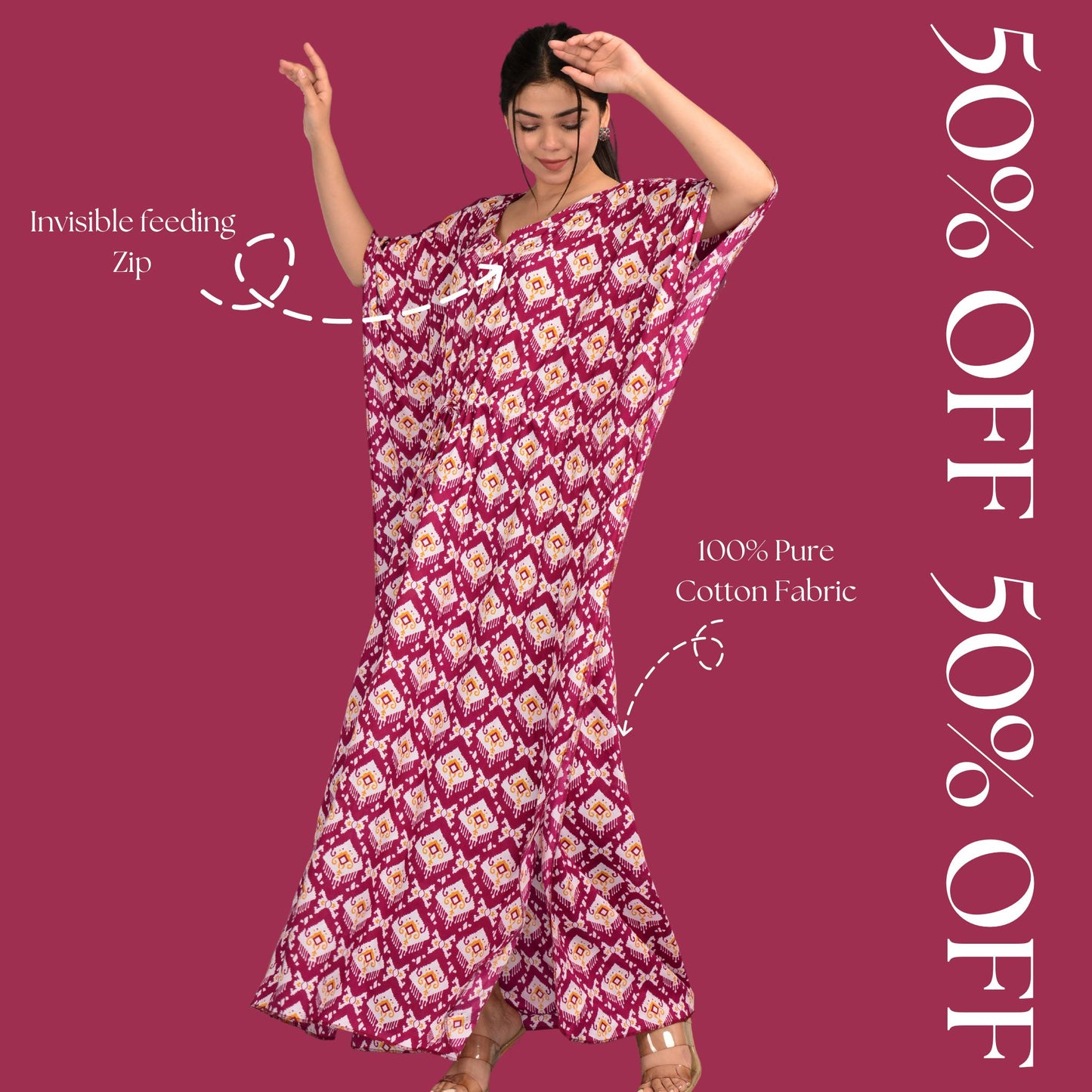 Kidmum™ Maternity Feeding Kaftan Pinkish