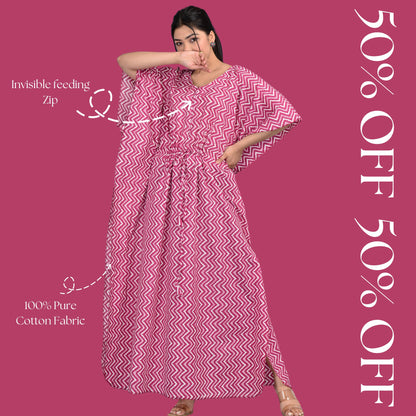 Kidmum™ Maternity Feeding Kaftan Pink Zig