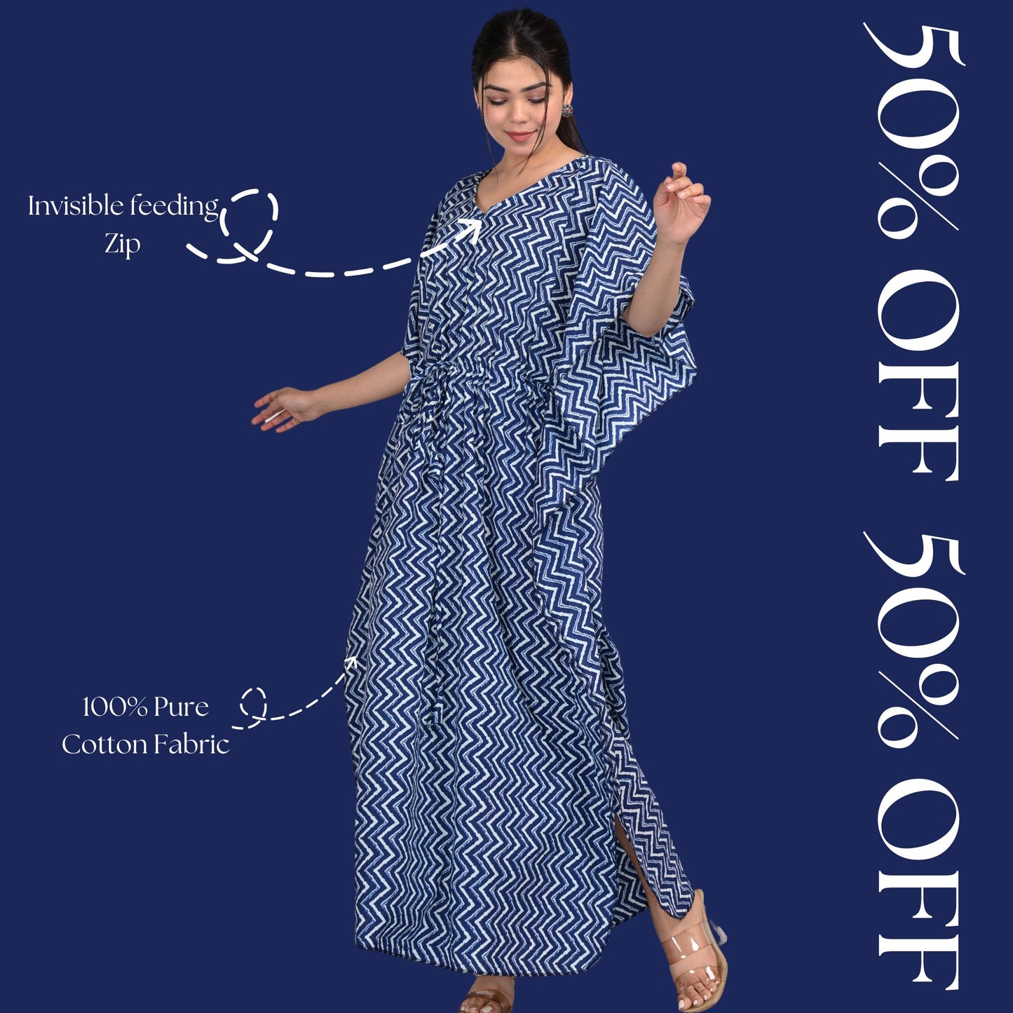 Kidmum™ Maternity Feeding Kaftan Navy
