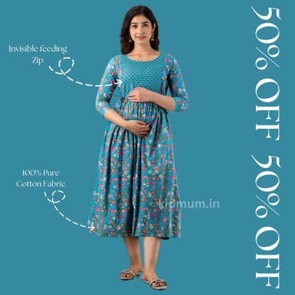 Kidmum Maternity Feeding Kurti Sapphire