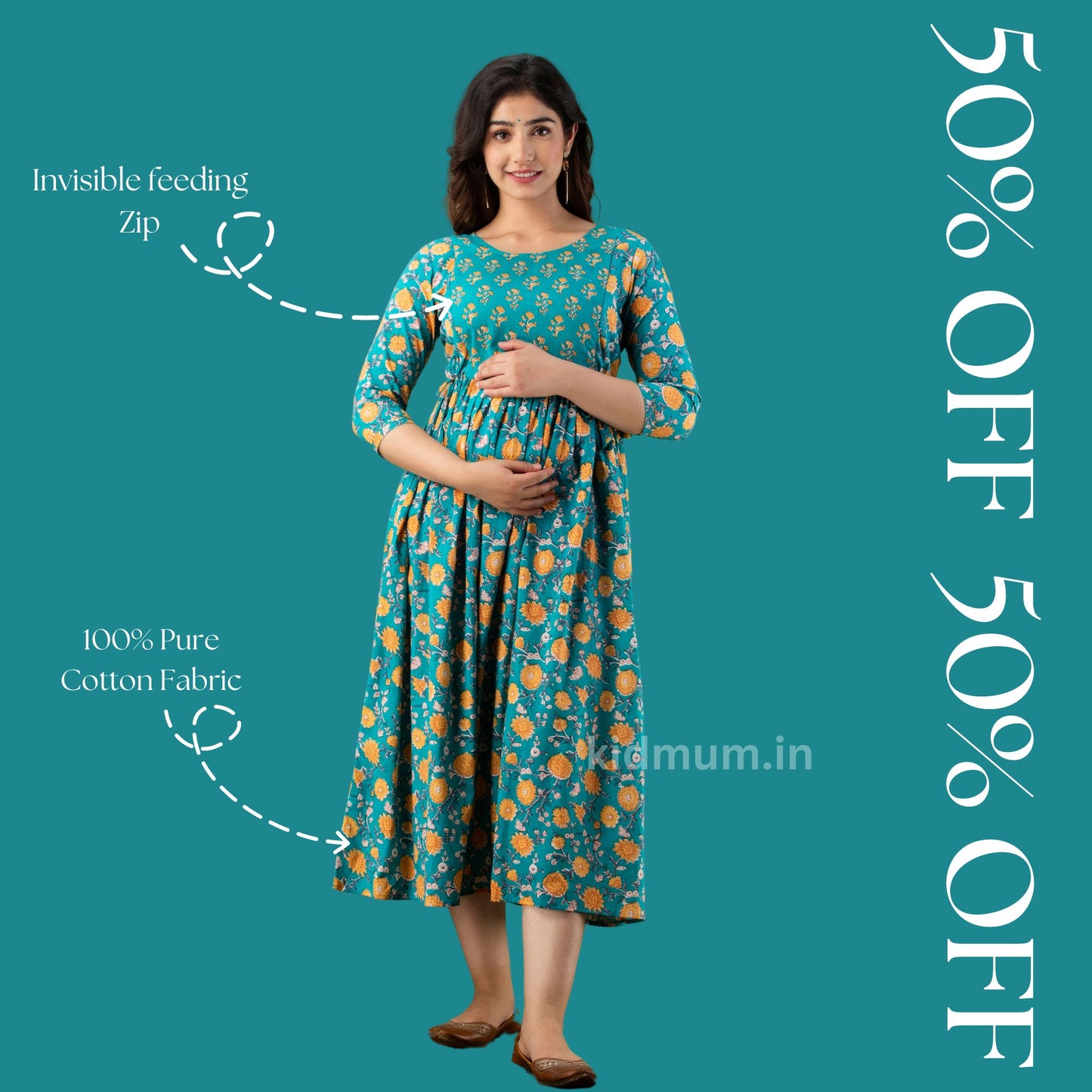 Kidmum Maternity Feeding Kurti Seafoam