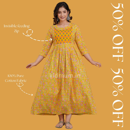 Kidmum Maternity Feeding Kurti Lemon