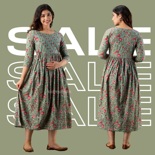 Kidmum Maternity Feeding Kurti Dull Green